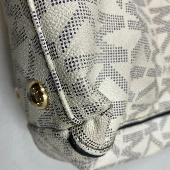 Michael Kors Harper MK‎ Signature Chain Tote Purse White/Blk With MK Wallet - Picture 16 of 16